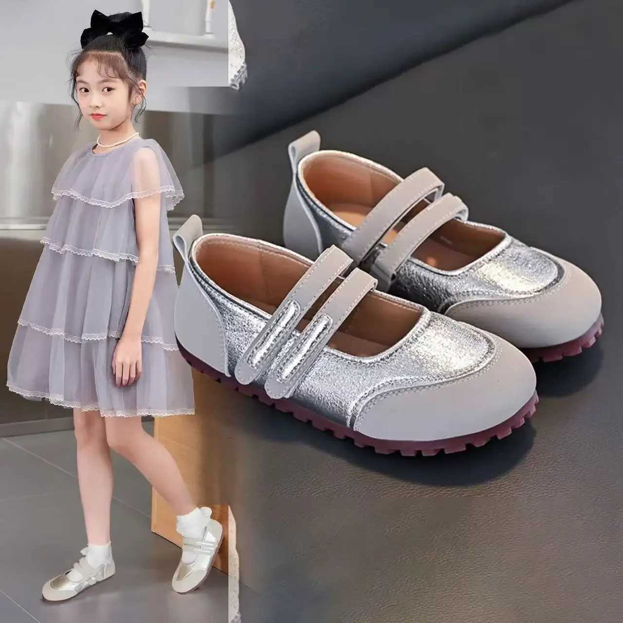 2025 New Girls Mary Jane Shoes Spring Autumn Patchwork Children Leather Shoes Soft Bottom Causal Kids School Flat Shoes ElegantT251101