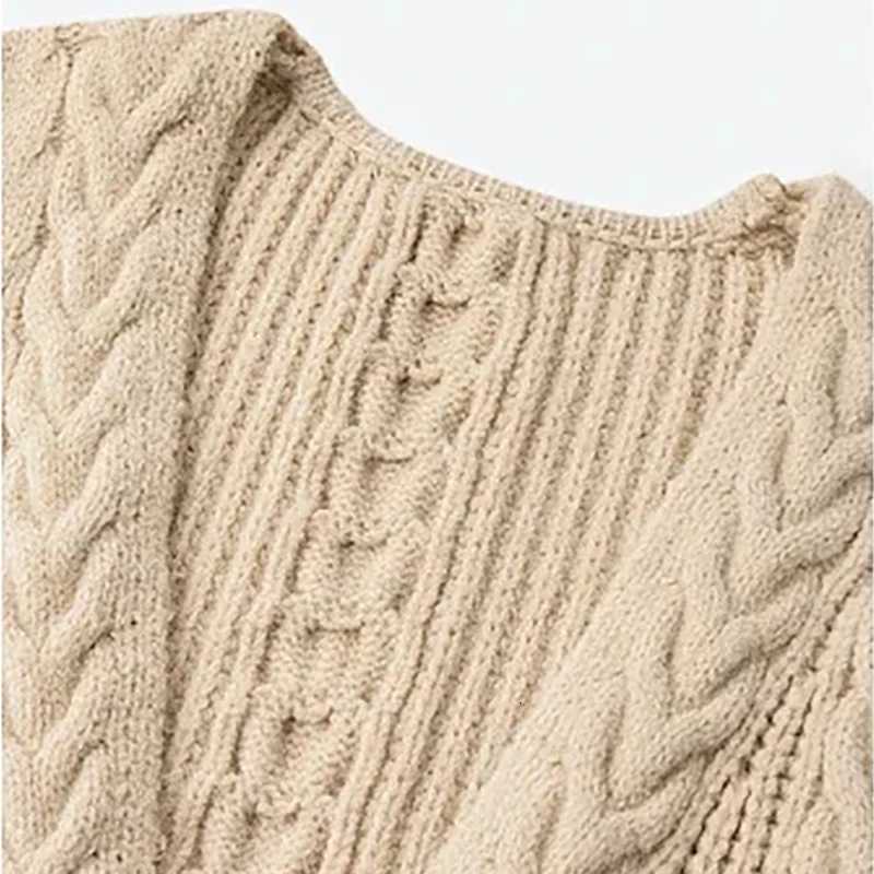 Women MidLength Knitted Cardigan Coat Solid Rib Outerwear Warm Sweater Coat Fall Winter Casual Loose Thickened Long Sleeve CoatT251101