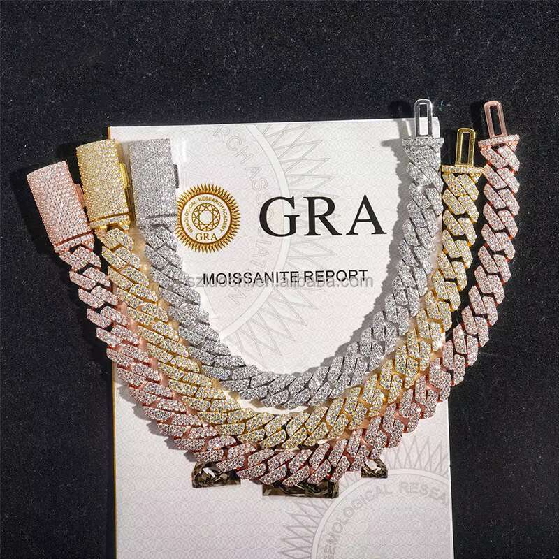 Miami Hip Hop 925 Sterling Silver 10mm Iced Out D VVS Moissanite Diamond Choker Cuban Link Chain Necklace Bracelet for Women