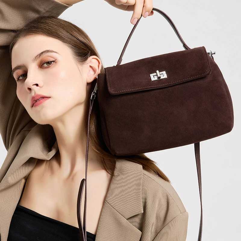 2025 NEW Autumn winter womens Natural Suede leather Crossbody Bag luxury designer Genuine Leather commuting messenger bagW251101