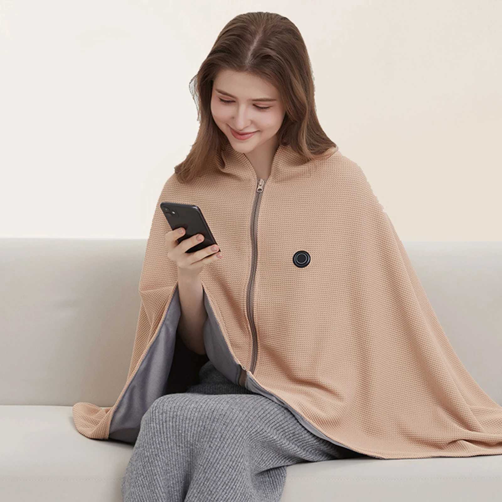 Soft Zipper Shawl Wrap USB Powered Warm Heating Scarf 3 Temperature Adjustment Electric Thermal Blanket for Indoor Outdoor X251101 - view 6