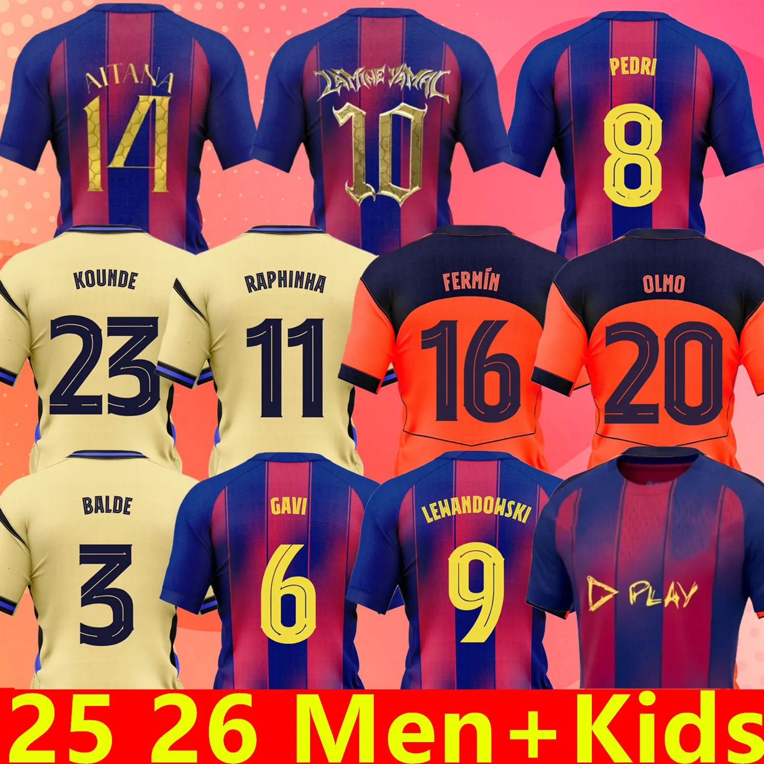 25 26 Bbarcelonaes LAMINE YAMAL PEDRI GAVI Soccer Jersey RAPHINHA Camiseta De Football Shirt KOUNDE F. DE JONG FERMIN 2025 2026 OLMO BALDE CUBARSI Football