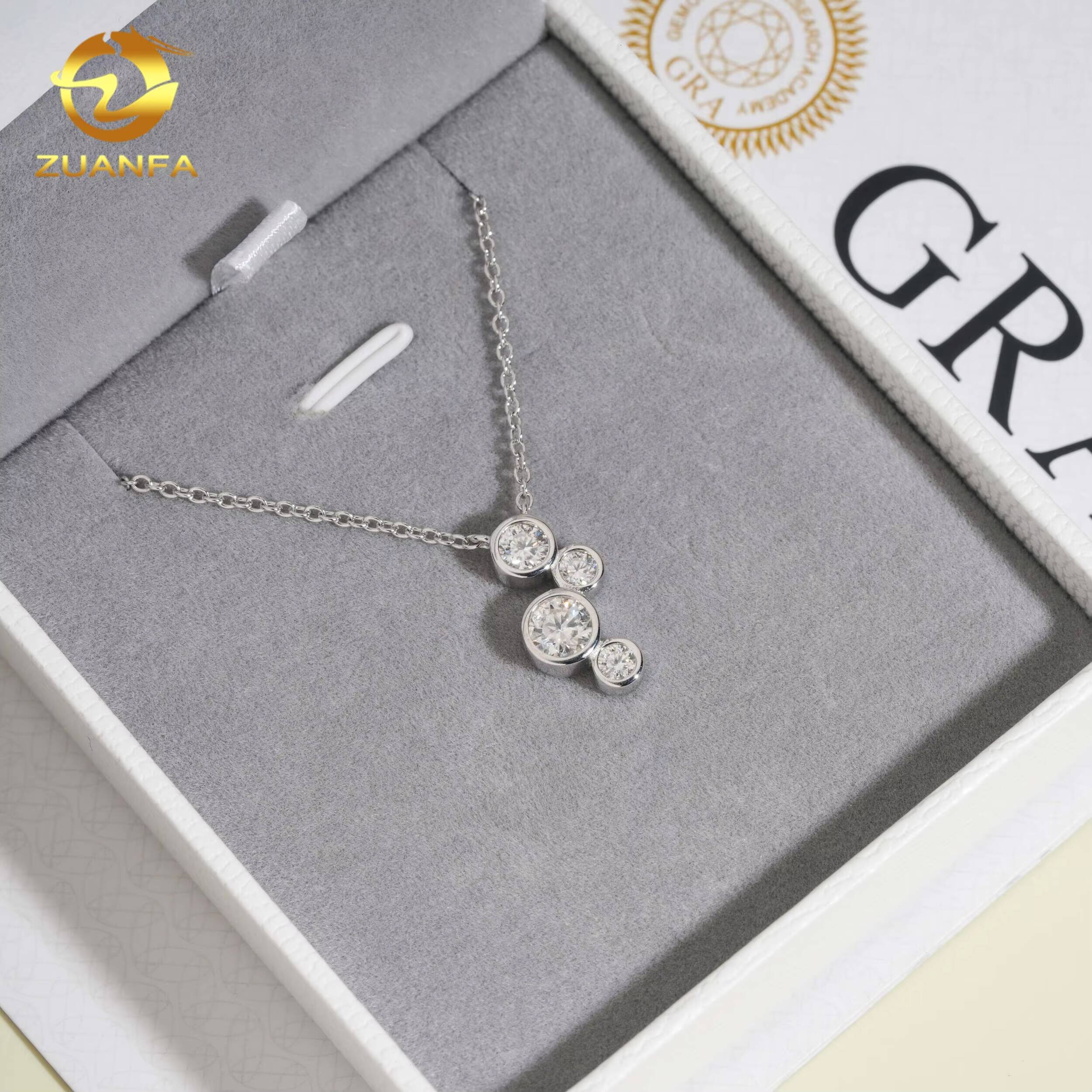Cute Bezel Design Fashion Women Necklace Moissanite Diamond Drop Necklace 925 Silver Iced Out Necklace Charm