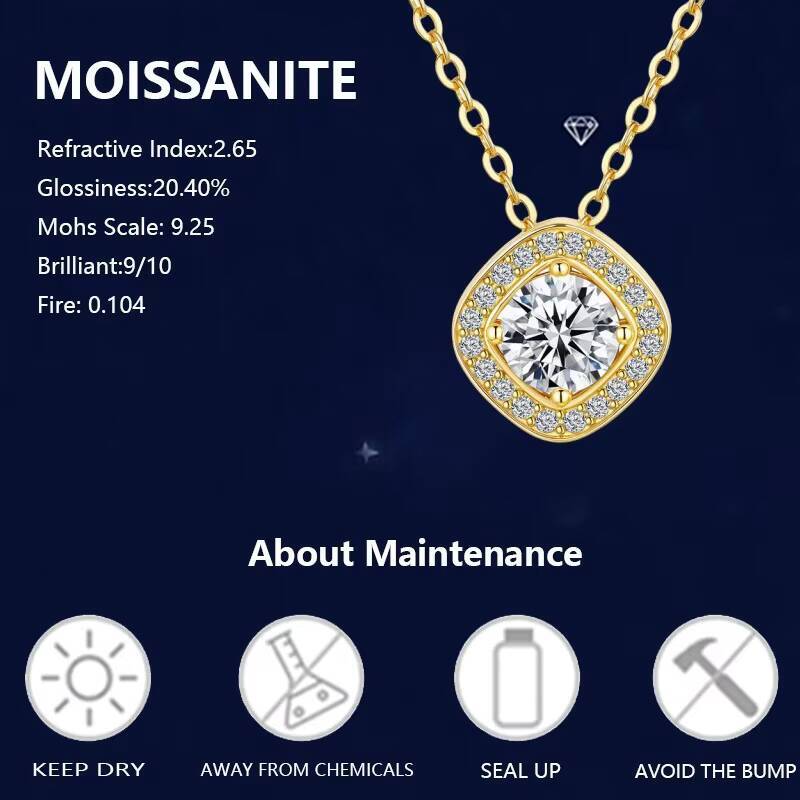 Womens Trendy Fine Moissanite Pendant Necklace 925 Sterling Silver for Factory Wholesale Weddings