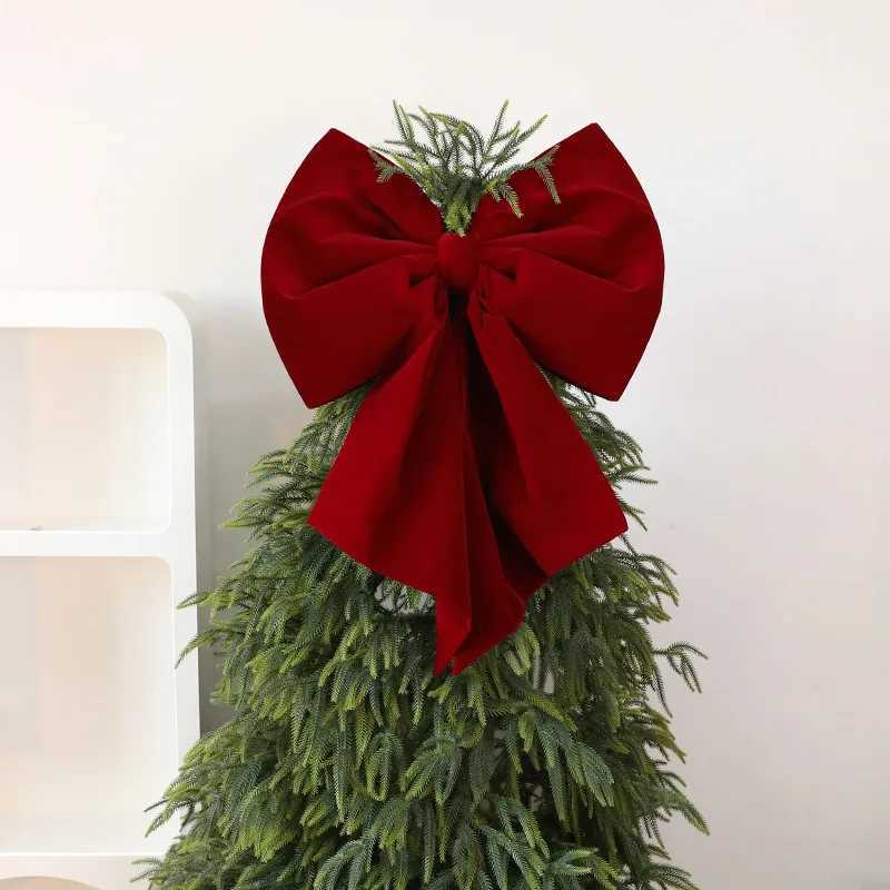 1PC Christmas Bow Red Velvet Christmas Tree Toppers Ornament Large Wreath Bows Door Wall Decor New Year Xmas Party DecorationXJ251101