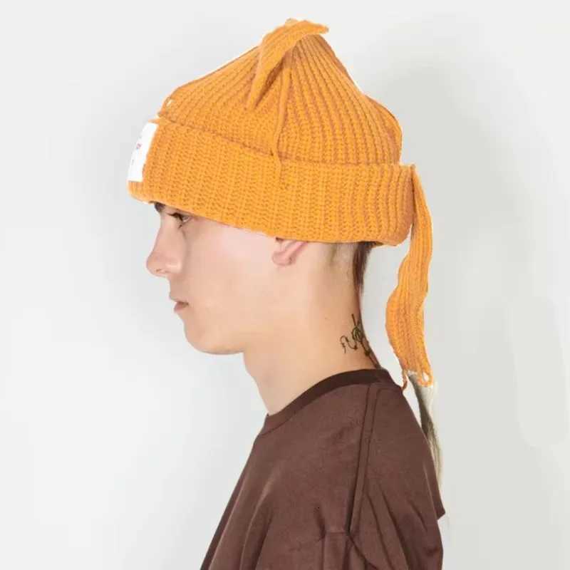2024 New Cute Long Tail Hat Men Women Crochet Knitted Hat Costume Beanies Winter Girls Boys Hiphop Skullies CAPs Y2k GiftXJ251101