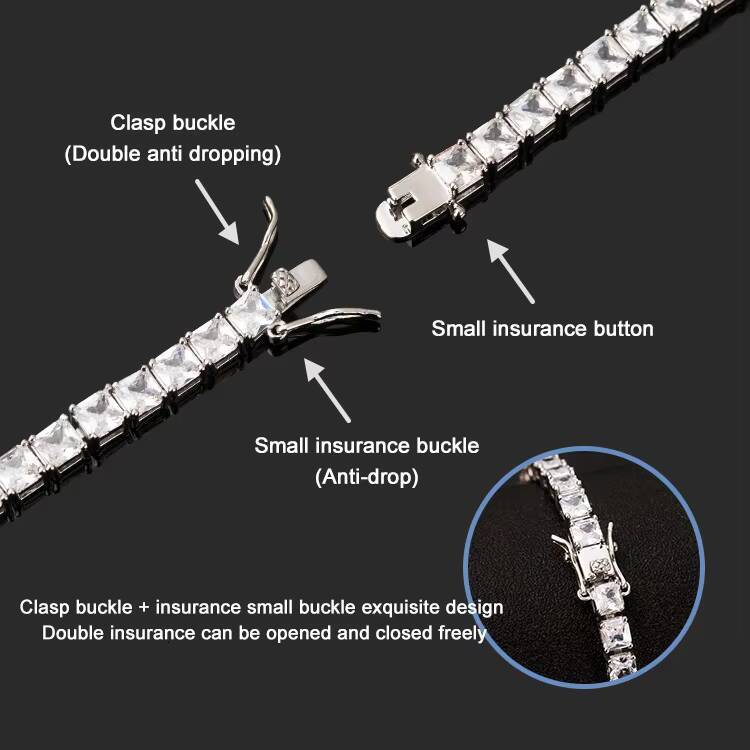 Goldleaf 925 Silver Hip Hop Fashion Jewelry Moissanite Diamond Bracelet Princess Cut Moissanite Tennis Chain for Women Men