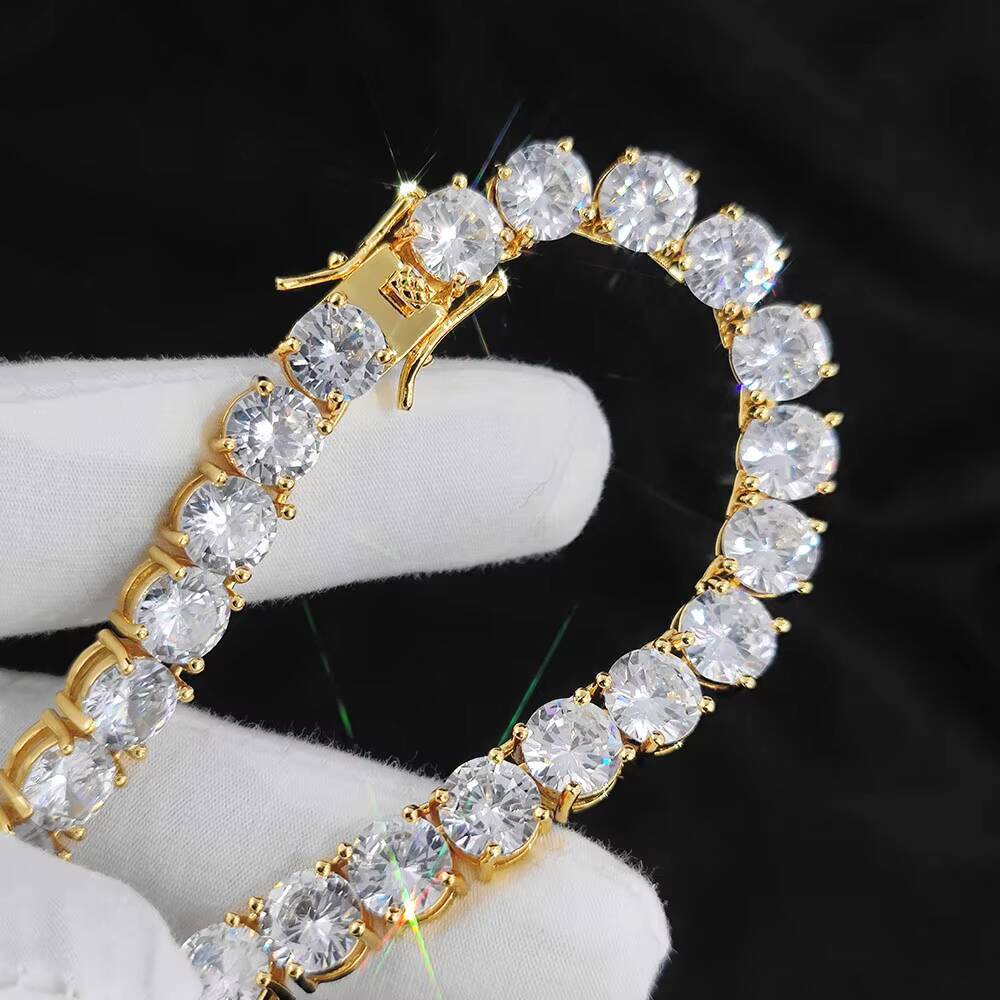 NUOYA Hip Hop 8mm CZ Tennis Chain Necklace 18K Gold Plated Brass Zirconia Necklace for Women Men Bling Jewelry Gift