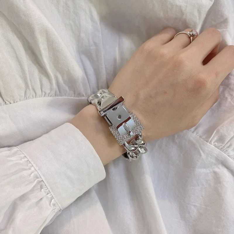 Adjustable Punk Hip Hop Cuban Chain Mens Bracelet Stainless Steel Fine Polishing Chain Four sided Cutting Boyfriend Gift Y250329