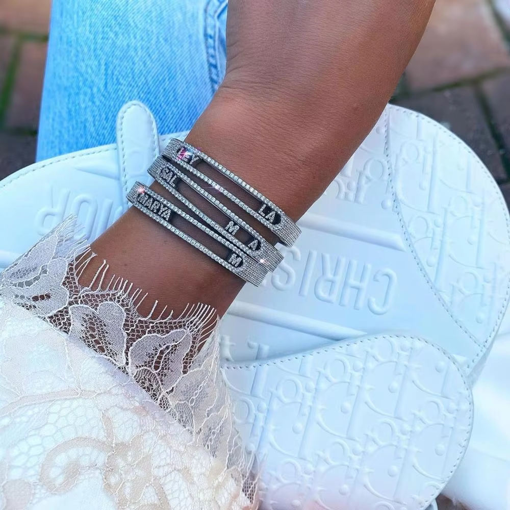 Custom Name Letter Bracelet Zircon Removable Letters Bangle Women DIY Custom Jewelry 26 Alphabet Personalized For Women
