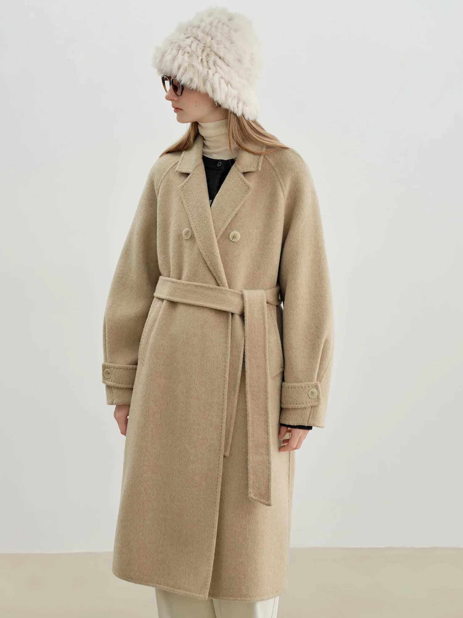 ZIQIAO Korean Style Blazer Collar Wool Coat Women 2025 Winter New Woolen Coat Midlength Loose Fit Casual Commuting SimpleT251101