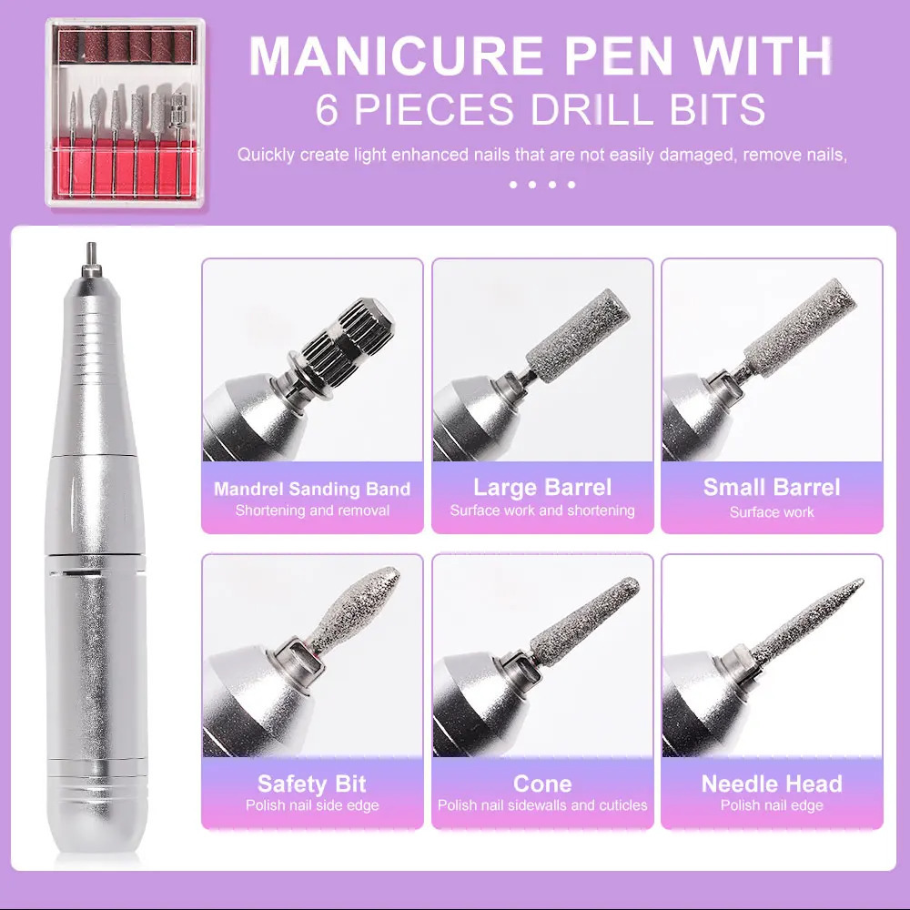 Rechargeable Nail Drill Machine with LCD Display Low Noise Professional Nail Polish Grinder Nail Accessories Set 250328
