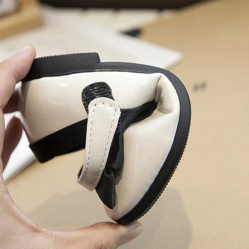 2024 Autumn New Children Leather Shoes for Girls Fashion Princess Style Soft Bottom Chic Bowtie for Wedding Party Versatile ShoeT251101