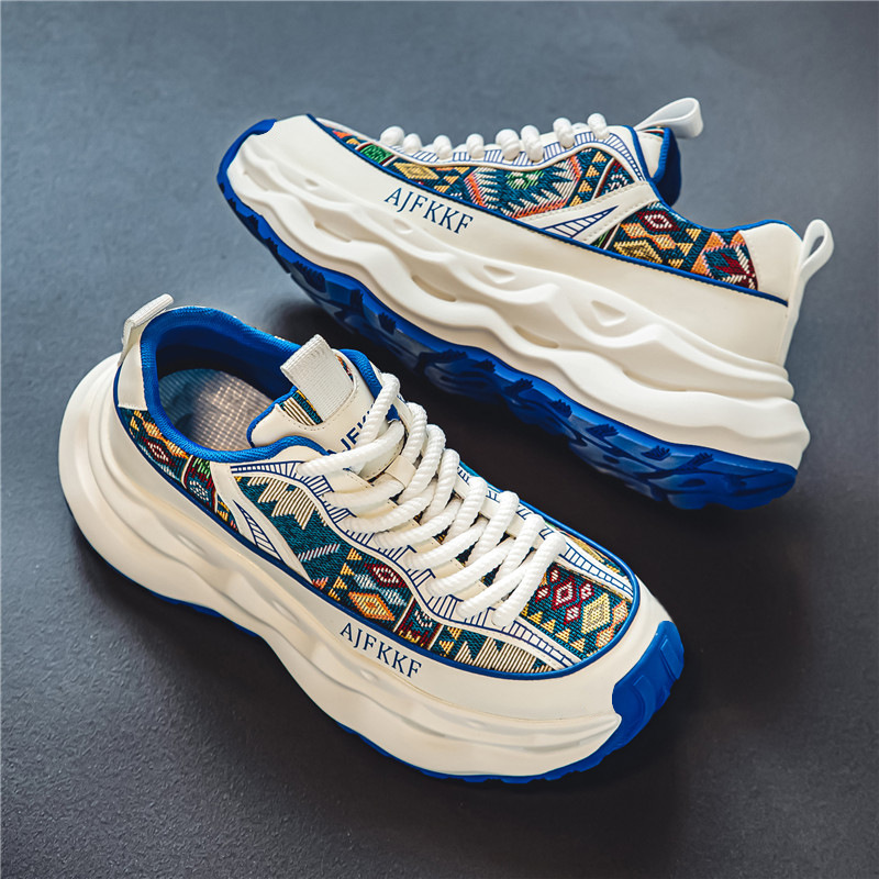 2025 Summer New Mens Platform Running Shoes Breathable Anti Slip Sneakers Trendy Printed Casual Shoes free shipping hot sale