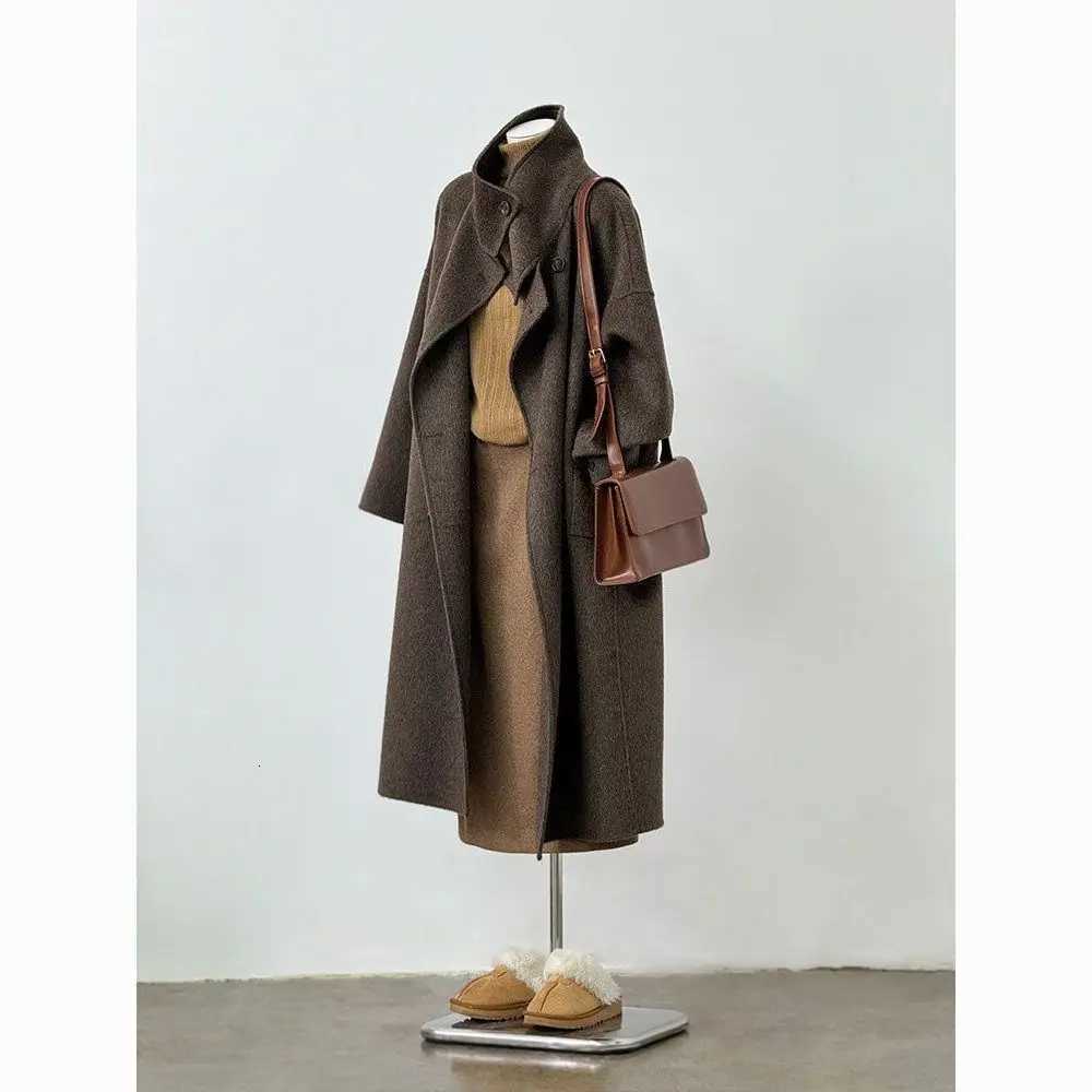 Fashion DoubleSided Cashmere Coat For Women In Autumn And Winter 2025 New Hepburn Style Woolen Long CoatT251101