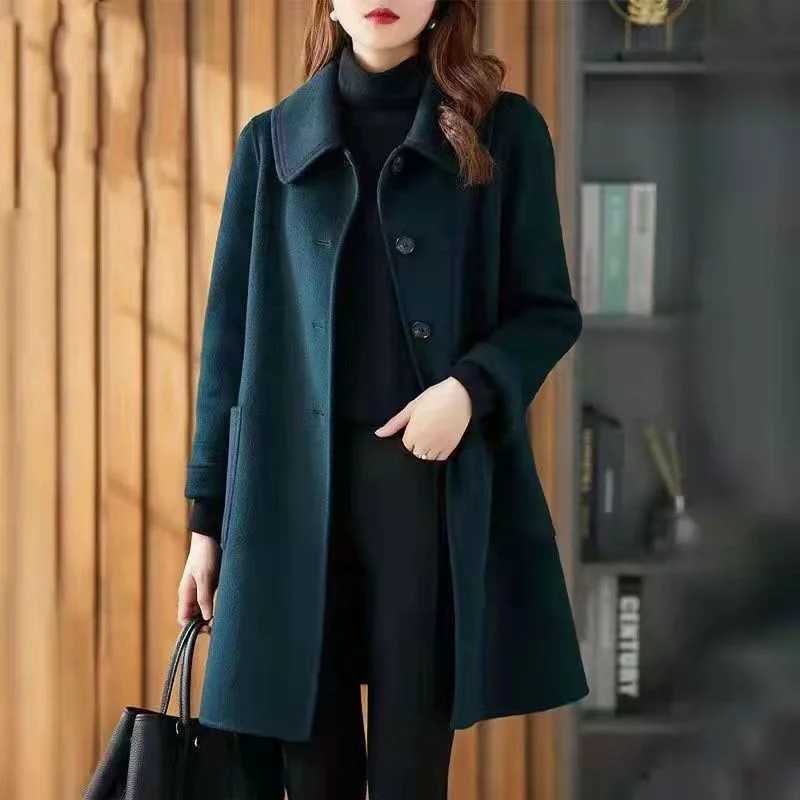New Korean Midlength Woolen Jacket for Women Loose Versatile Ins Fashion CoatT251101