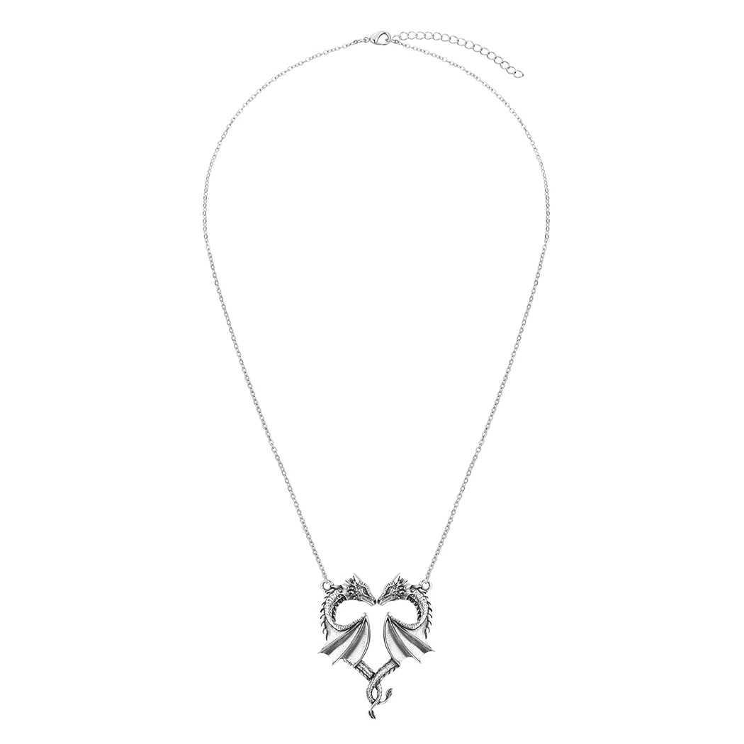 Kinitial April Mothers Day Gift Stainless Steel Dragon Necklace Heart Shape Love Symbol Pendant Jewelry Pendant NecklaceC250407