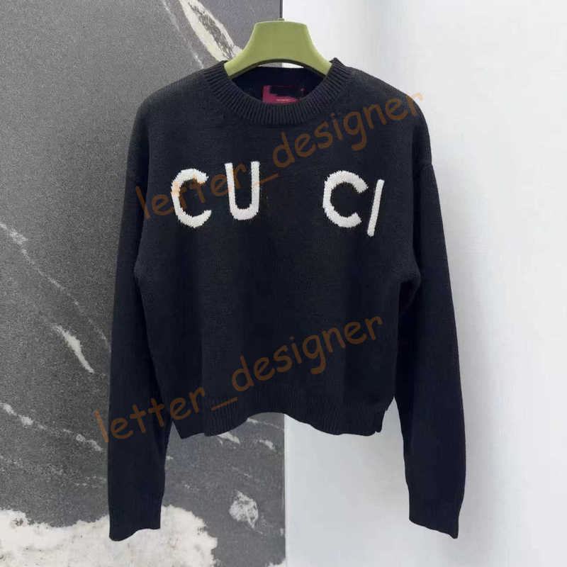 Designer Women's Sweaters versatile pullover knitted sweater for women spring 2025 new round neck letter jacquard long sleeved base sweater