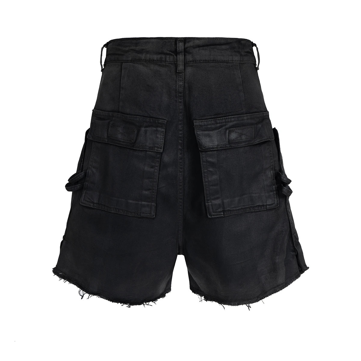 summer brush wax coated denim shorts with thick edges mens retro style black wornout pocket jeans oversized loose 250327