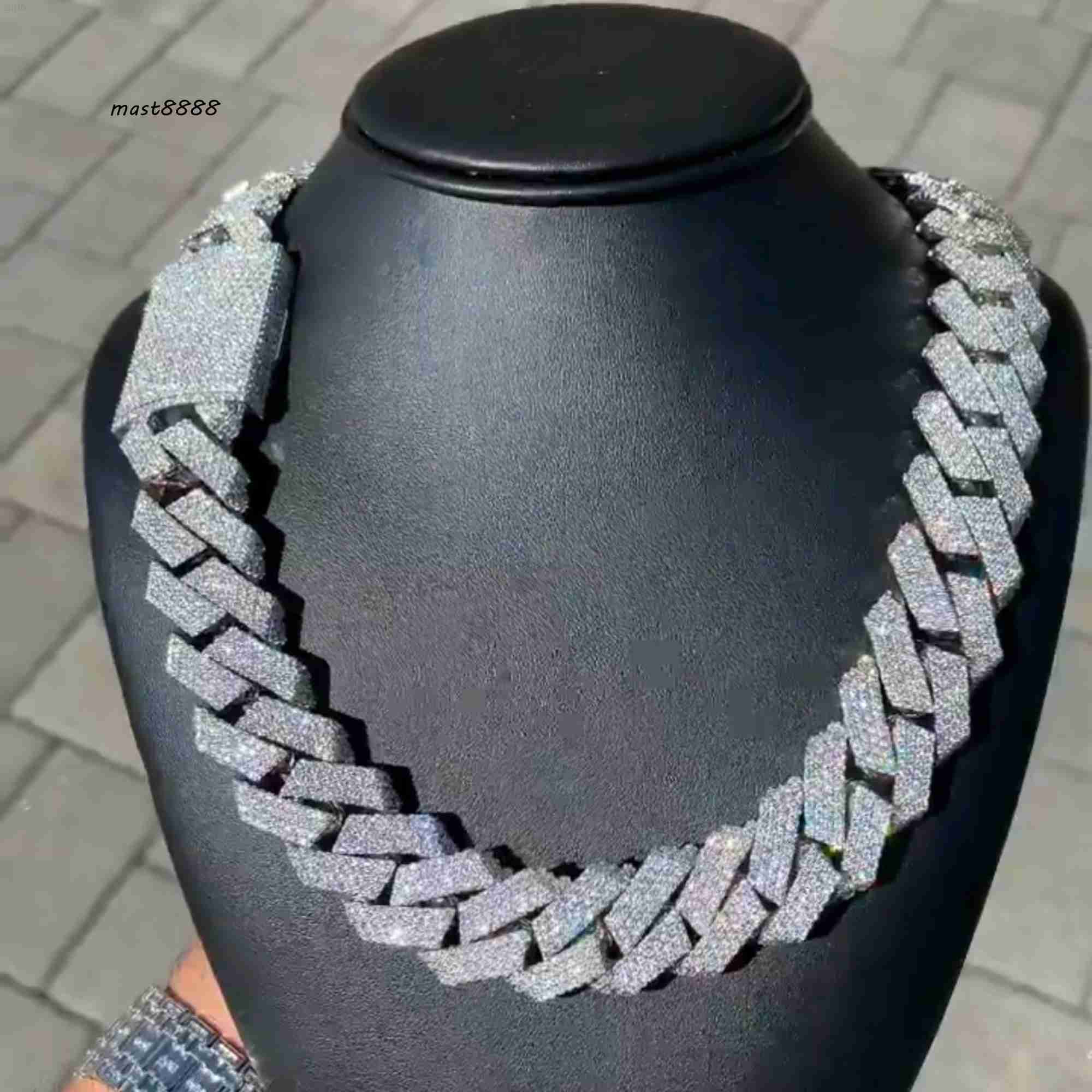 Classic 22 Mm Moissanite Micro Pave Hip Hop Iced Out Miami Cuban Link Chain 24 Inch