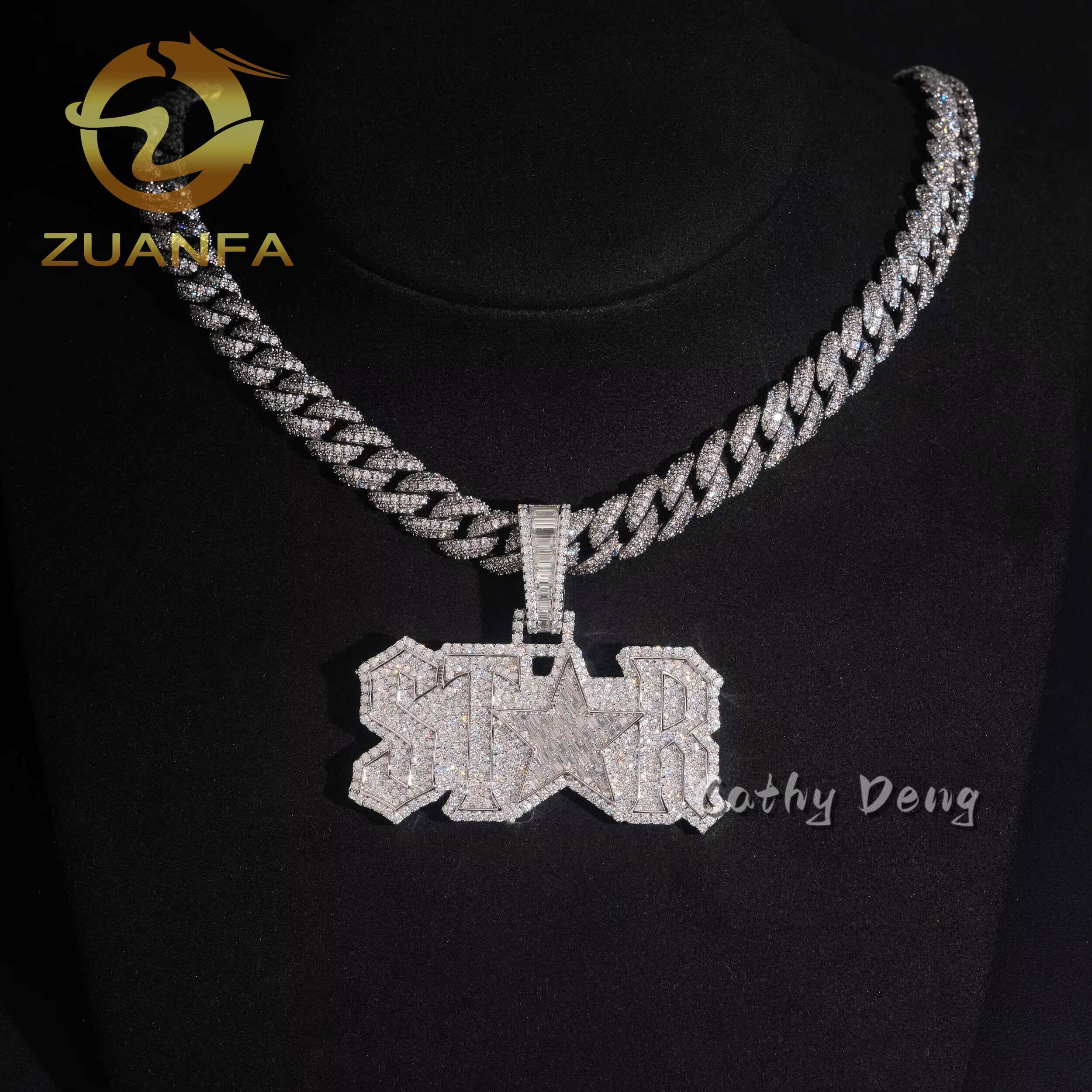 Personalized Hip Hop Jewelry Hip Hop Pendant Moissanite Sterling Silver 925 Moissanite Charm Custom Letter Pendant