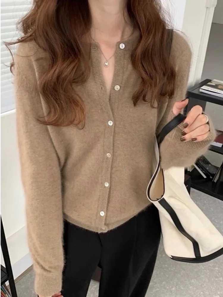 New Fashion Solid Color Knitted Cardigan Sweater Autumn Winter Long Sleeve Buttons Sweater Coat Elegant Casual Loose Winter TopsT251101