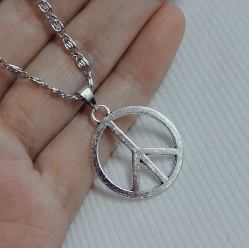 Peace Sign Necklace Hippie Stainless Steel Chain Necklace Gothic Jewelry GiftC250407