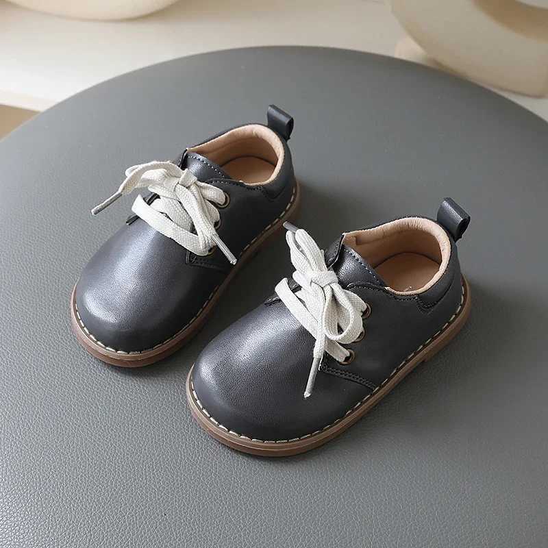 ChildrenCasual Leather Shoes Fashion Toddler Gilrs Boys Laceup School Shoes Autumn Spring 3 4 5 6Y Fashion Mary Jane ShoesT251101