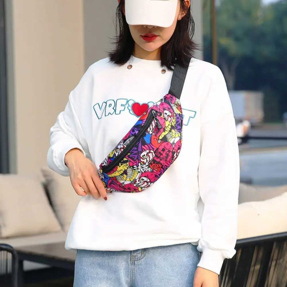 Flower Pattern Waist Bag Portable Waterproof Large Capacity Fanny Pack Printing Nylon Crossbody Bag Sport Travel Phone PocketW251101