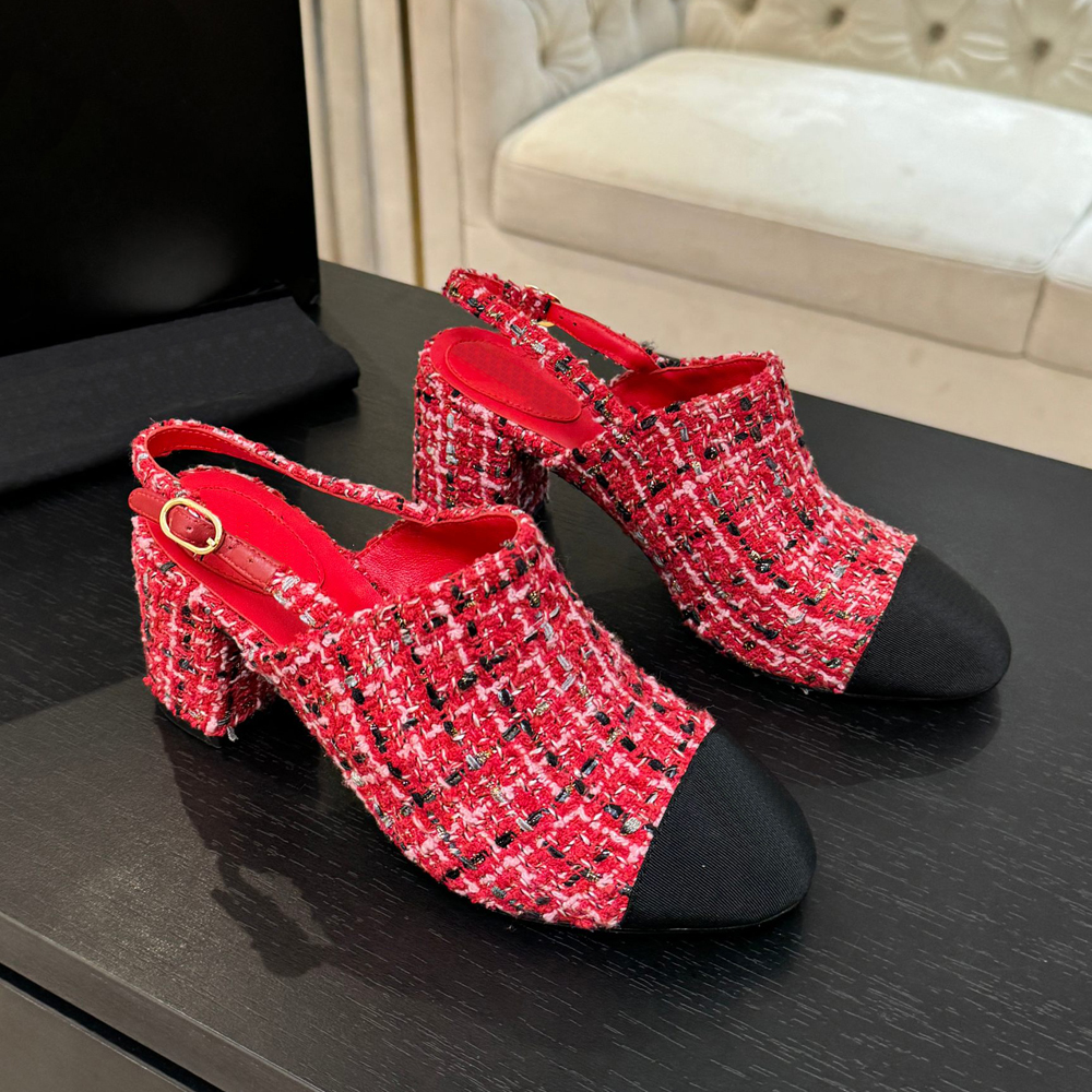 Designer shoes Slingback block heel Sandals 6.5cm chunky block Heels Round toe Women's wedding Dress office shoes Luxury designer dress shoes Bring box size 35-41