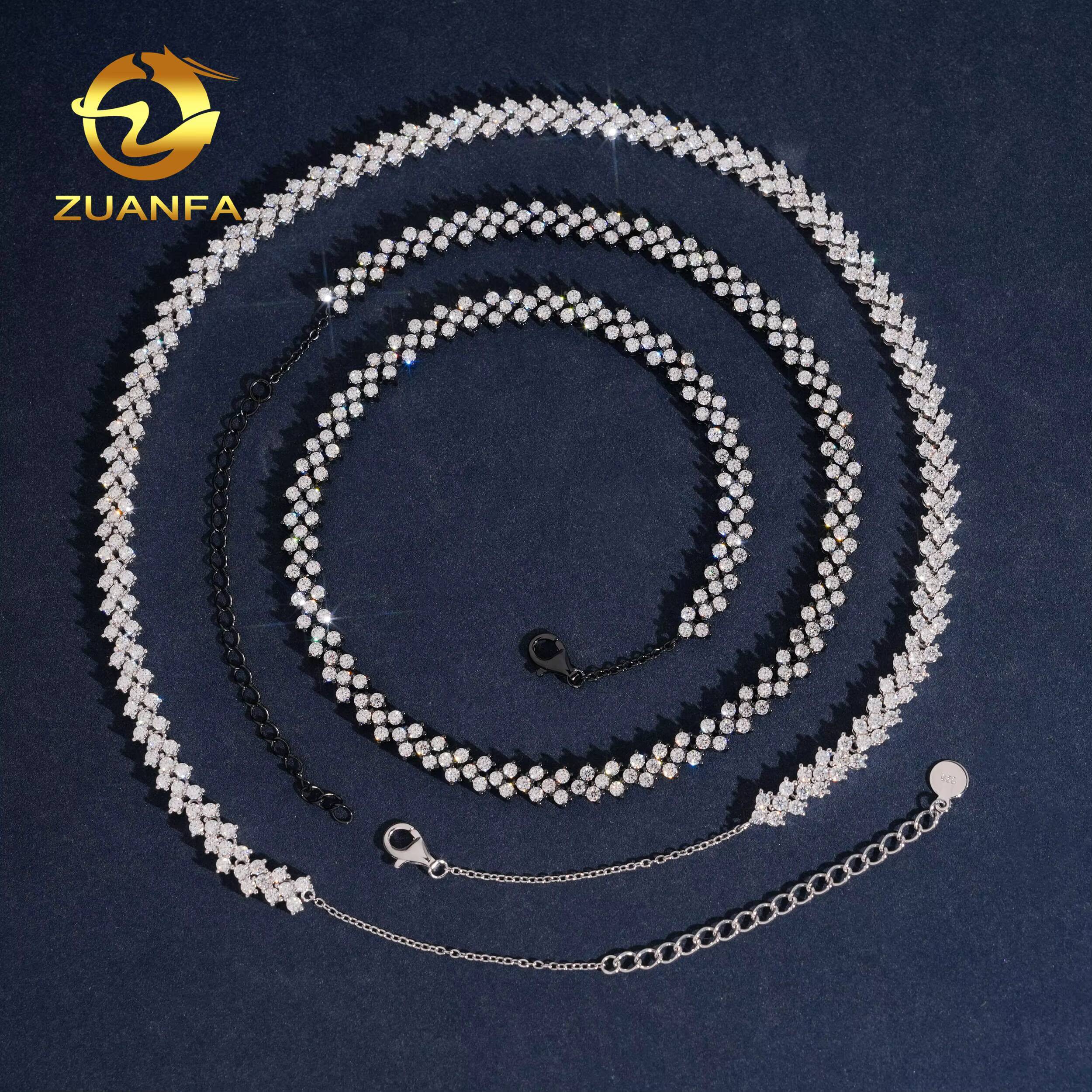 New Design 6mm Tennis Chain Moissanite Pass Diamond Test 925 Silver Gold Plated Grace Design Necklace