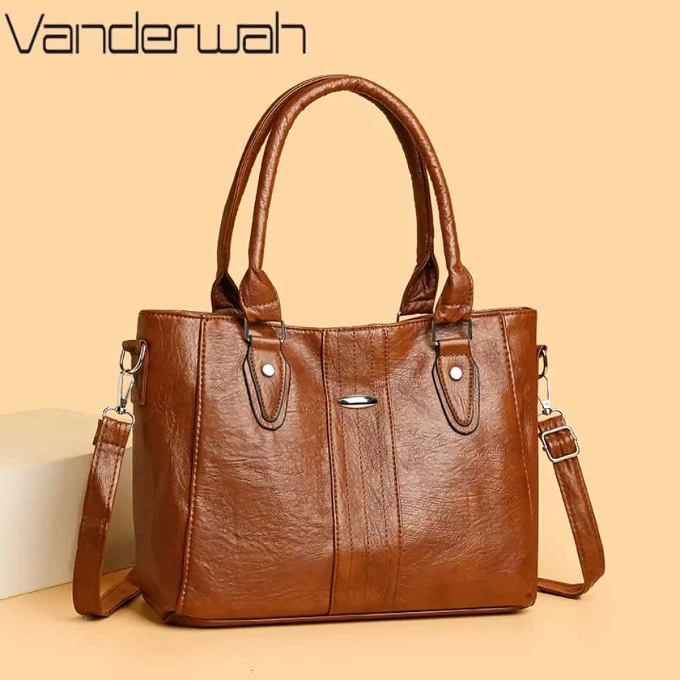 New Soft Leather Handbag For Women Vintage Shoulder Tote Bag Luxury Designer Ladies Large Capacity Purse Commute Bags Sac A MainW251101