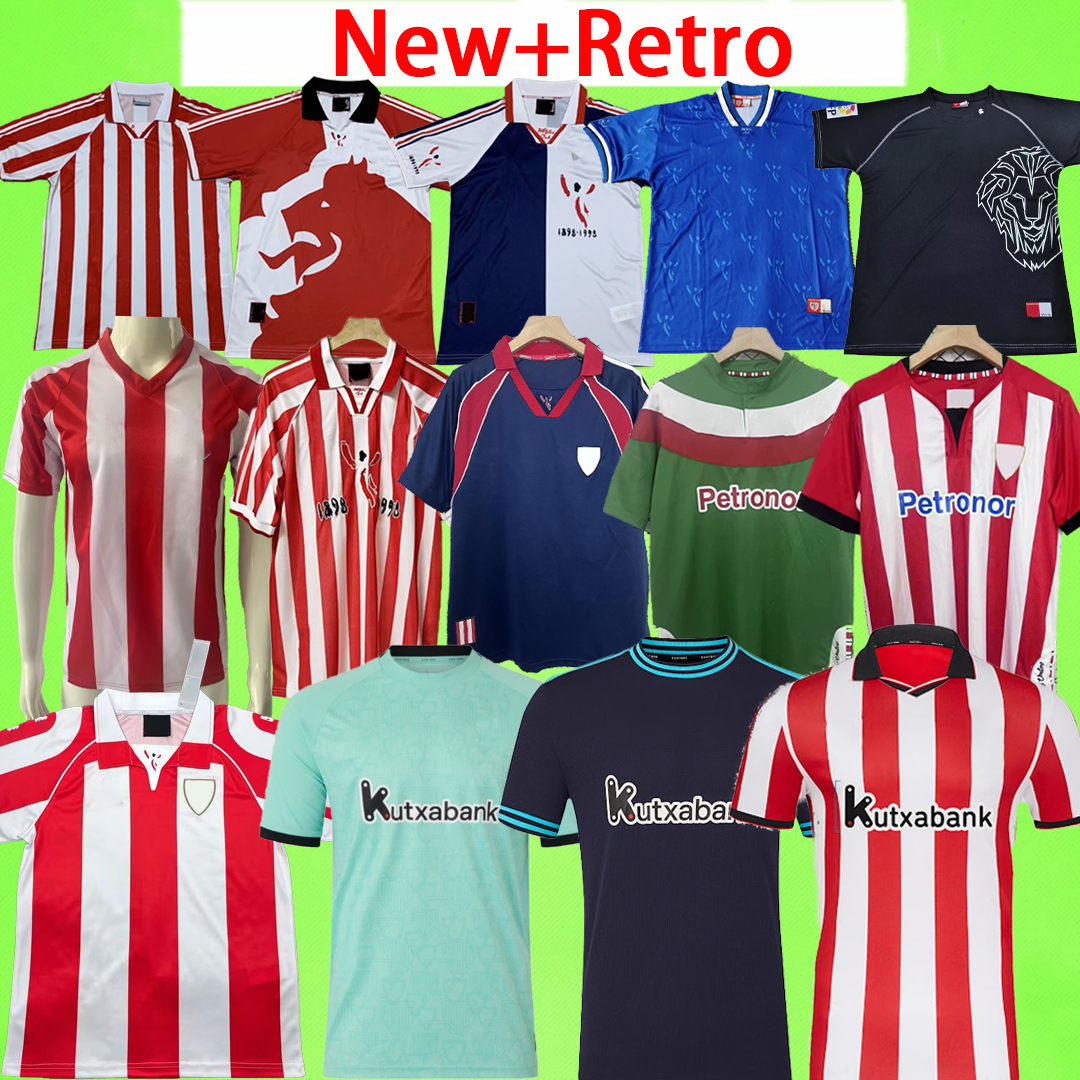 New + Retro 25 26 camiseta de Bilbao Soccer Jerseys GURUZETA BERENGUER MUNIAIN Athletic WILLIAMS Football shirt GARCIA VILLALIBRE Athletic Bilbao 96 97 98 99 03 04 11 12