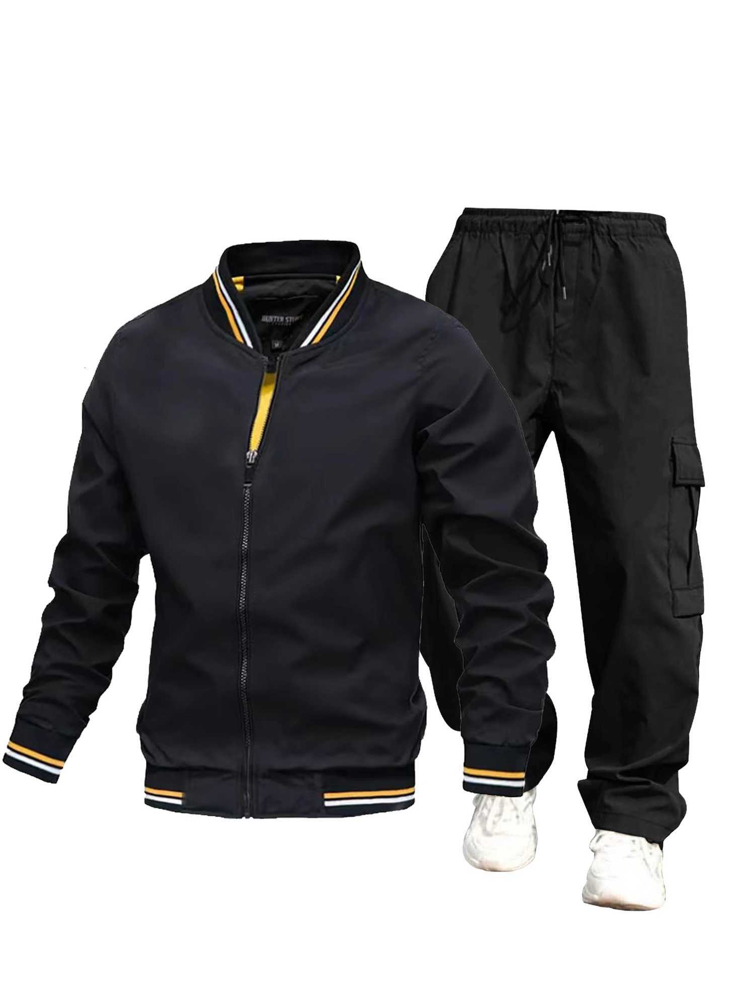 Mens sportswear spring and autumn sportswear set 2piece jacket cargo pants Mens fashionable sportswear size S2XLT251101