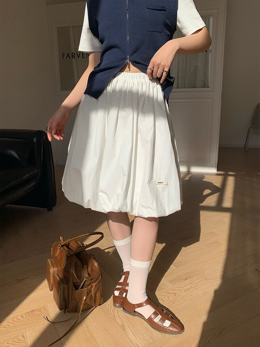 L9165 High quality elastic waist slim pleated puffy skirt bud skirt female spring and summer new