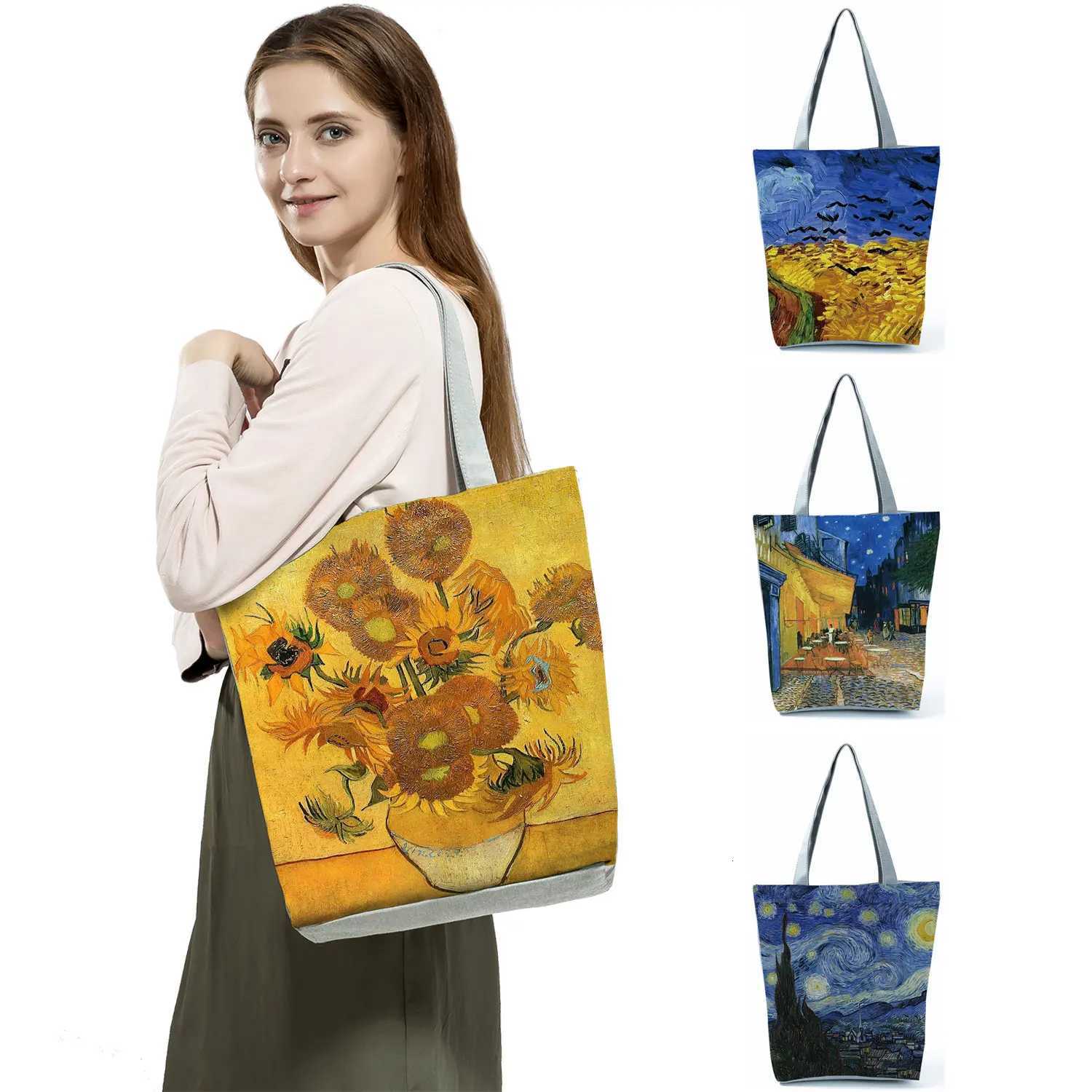 New Van Gogh Oil Painti Tote Bag Retro Art Fashion Travel Bag Women Leisure Eco Shopping High Quality Foldable Handbags PortableW251101