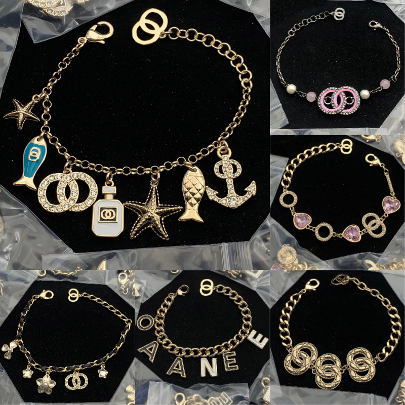 High Quality Bracelet Chains Men Womens Bangle Crystal Pearl Brass Copper No Fading Designer Letter Jewelry for Women Love Wedding Party Love Jewelry Gifts