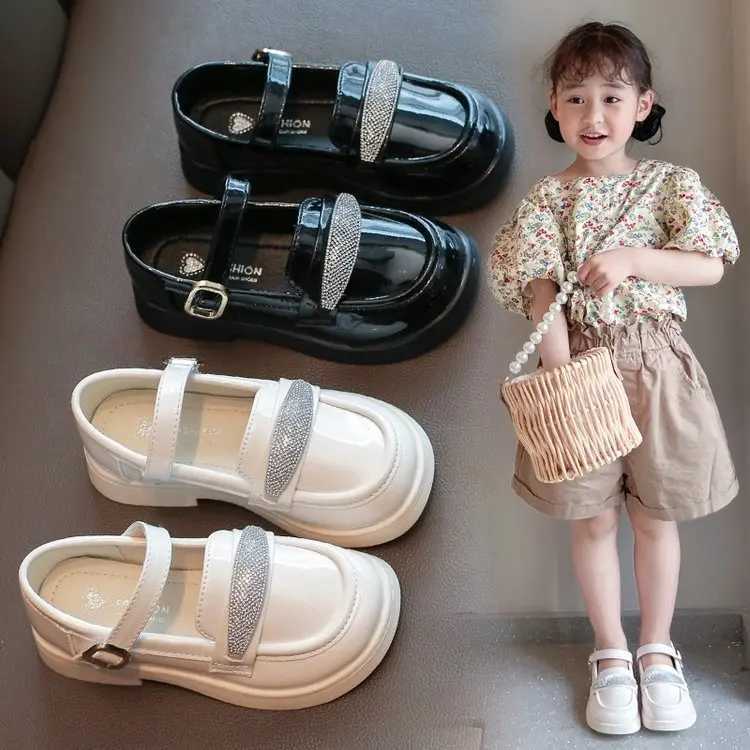 Genuine leather girls black little leather shoes 2025 new soft soled British style princess shoes for student performancesT251101