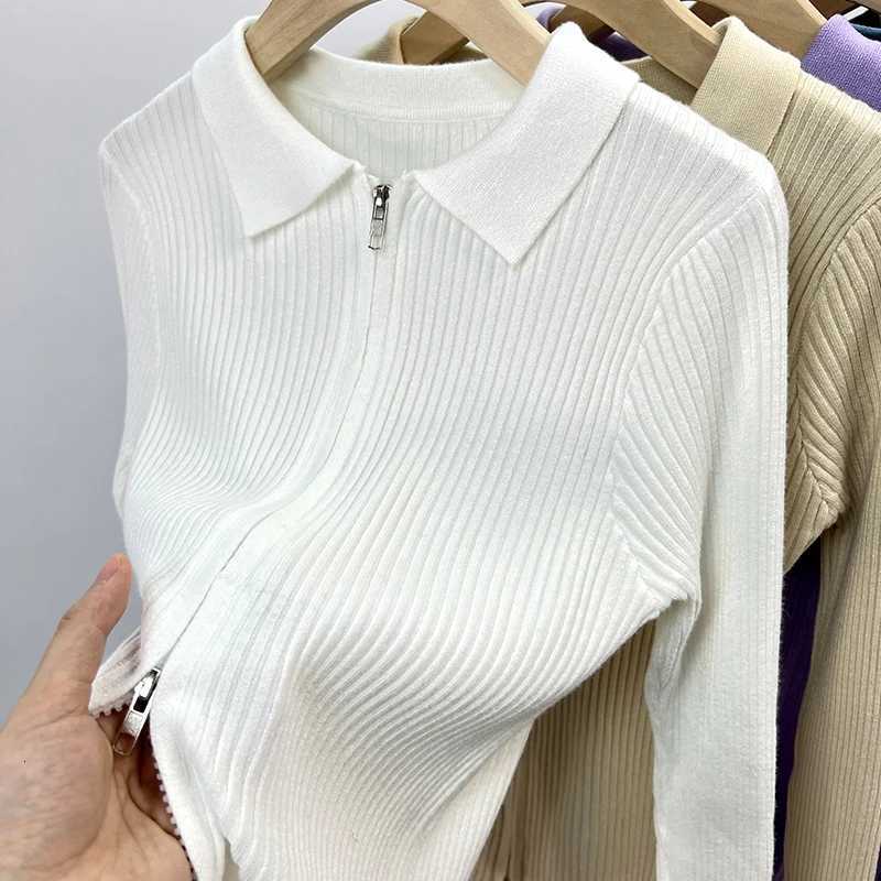 Knitted Sweater Women Cardigans New Long Sleeve Turn Down Collar White Knit Sweater Cardigan Women Tops Sueters De Mujer Q981T251101