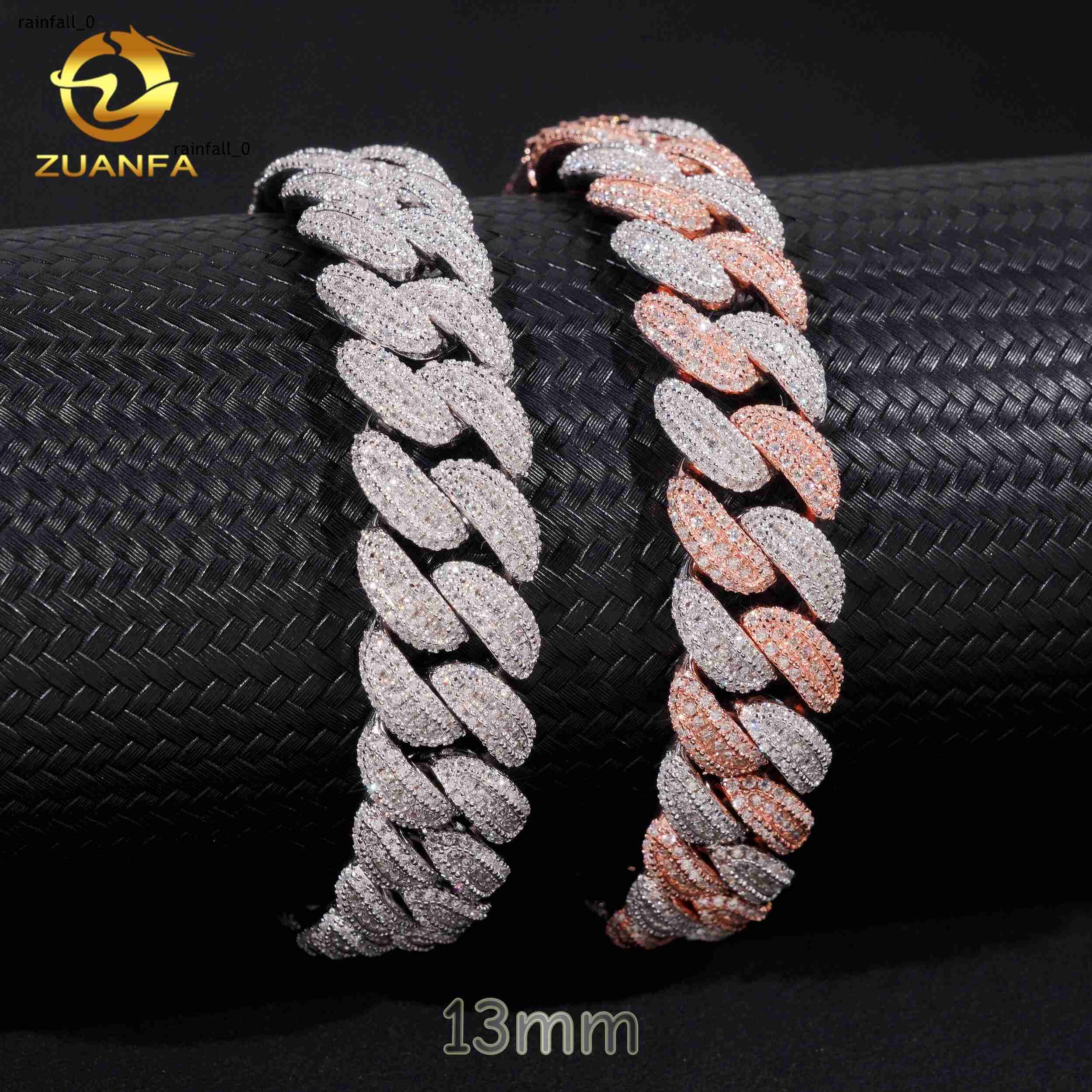 Zuanfa Jewelry Moissanite Cross Bracelet 13mm Cuban Link Chain Moissanite Cuban Link Bracelet Cuban Chain