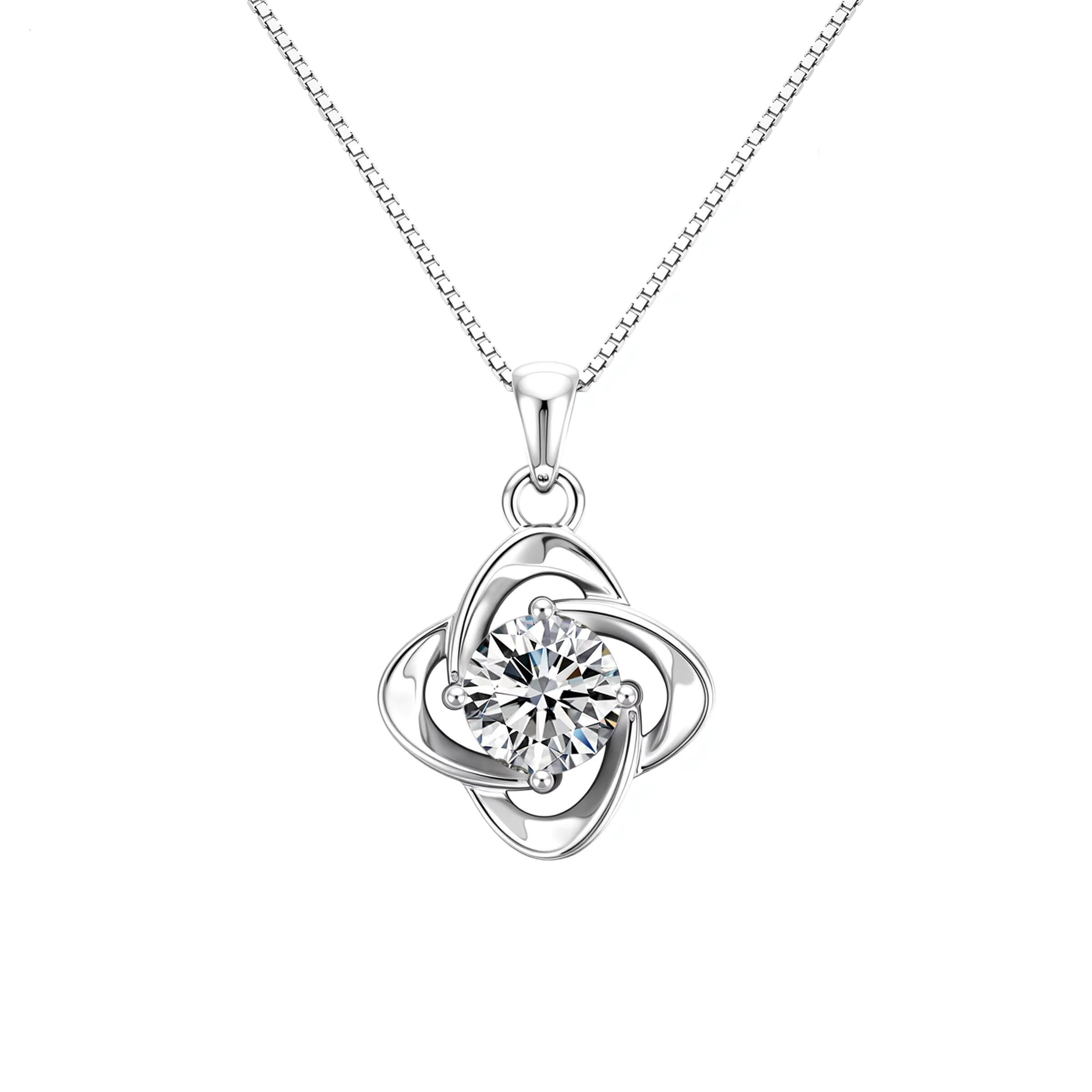 Exquisite 925 Sterling Silver Classic 12 Month Birthstone Four Leaf Clover Pendant Necklace for Women