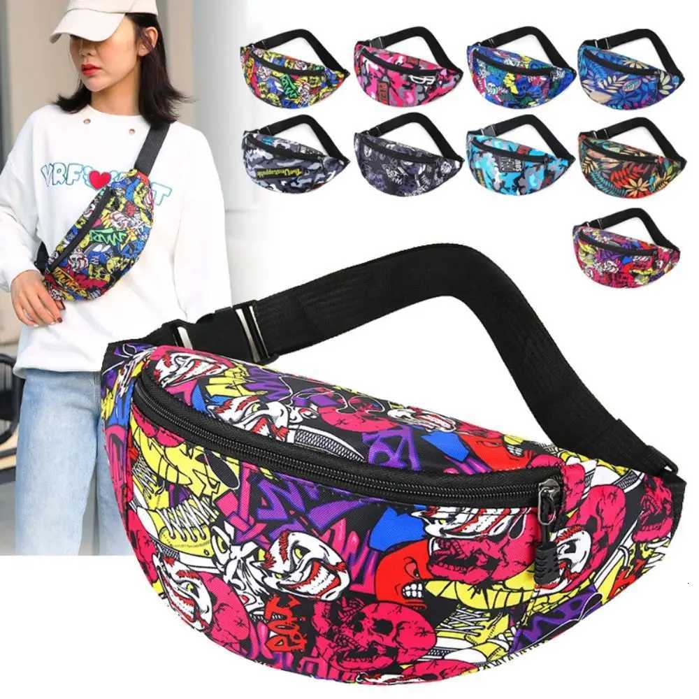 Flower Pattern Waist Bag Portable Waterproof Large Capacity Fanny Pack Printing Nylon Crossbody Bag Sport Travel Phone PocketW251101