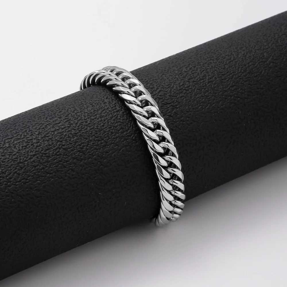 Stainless steel mens bracelet Hip Hop Cuban chain titanium steel bracelet simple jewelry fashion handmade jewelry accessories gifts Y250329