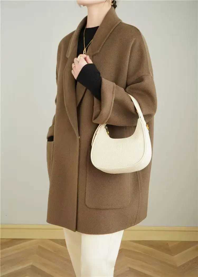 Fashion Wool DoubleSided Cashmere Coat WomenS Autumn And Winter Suit Collar HighEnd Loose Woolen CoatT251101