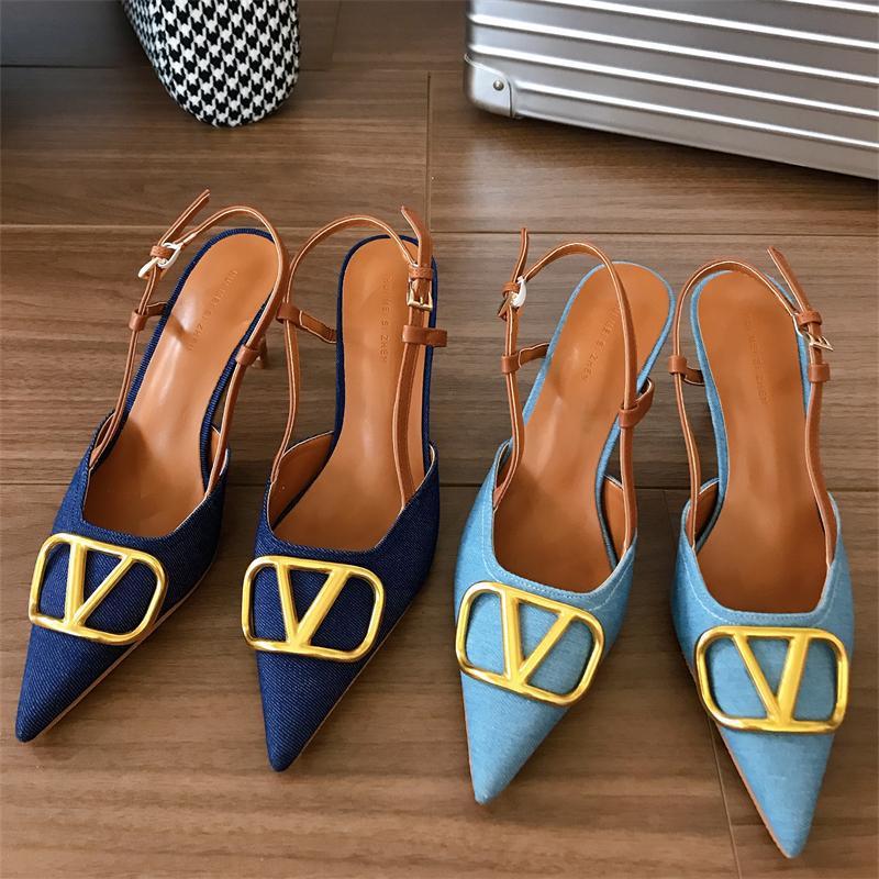 free shipping designer sandals women slippers slides womens blue denim indoor outdoor casual shoe trainers sneakers 2025