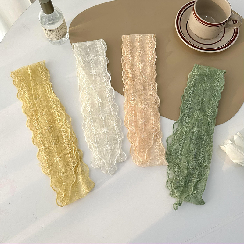 C1650 lace headband summer thin hollow scarf net celebrity slender scarf versatile hair tie silk scarf decorative neck