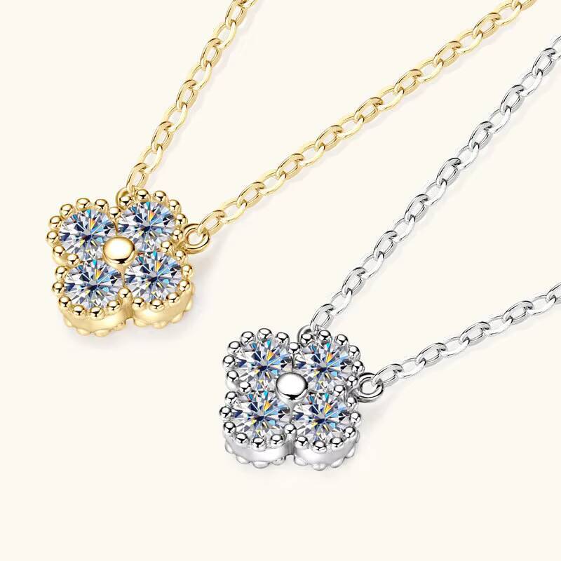 High End S925 Sterling Silver 04 Ct Moissanite Pendant Fourleaf Clover Necklace Simple Fashionable Necklaces Jewelry