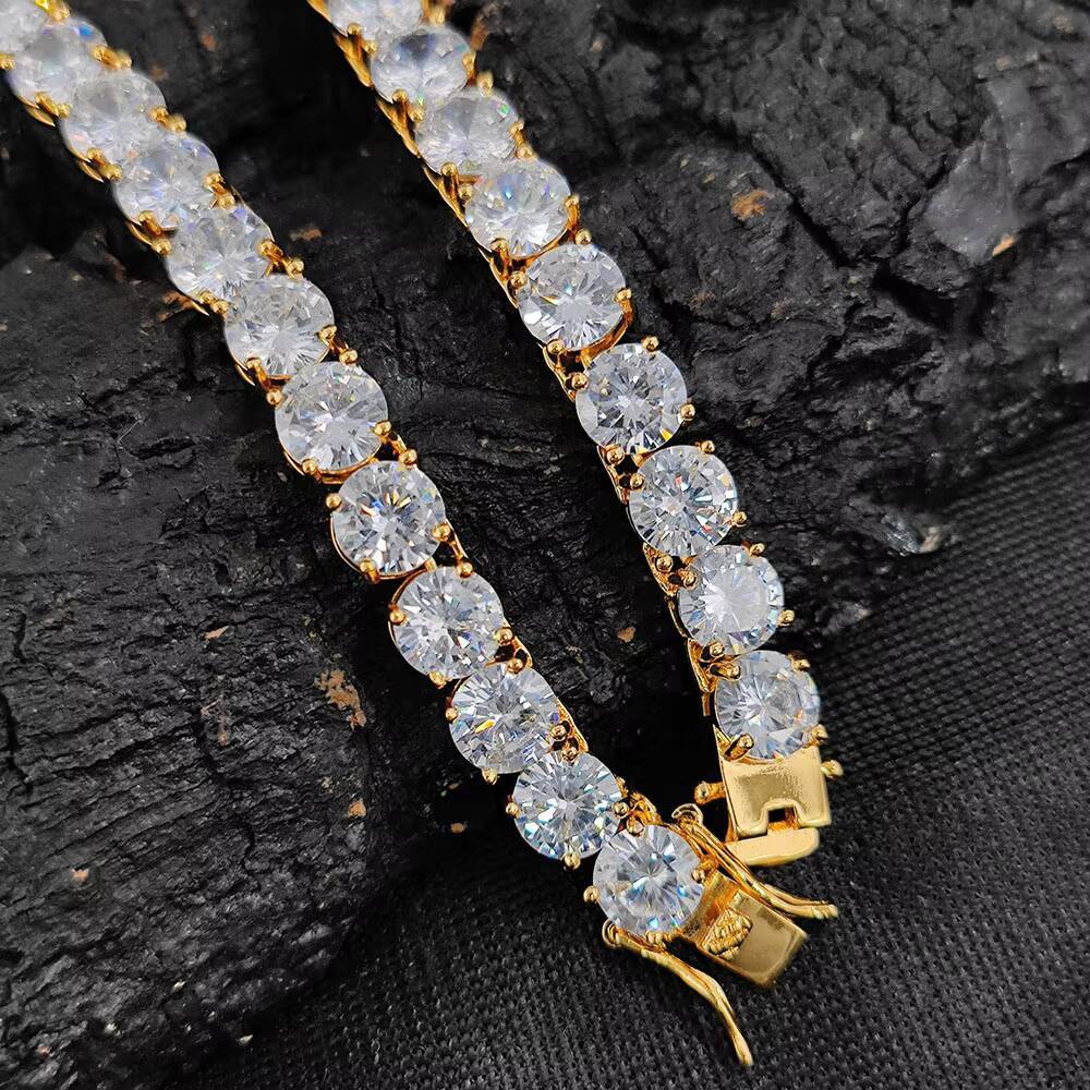 NUOYA Hip Hop 8mm CZ Tennis Chain Necklace 18K Gold Plated Brass Zirconia Necklace for Women Men Bling Jewelry Gift