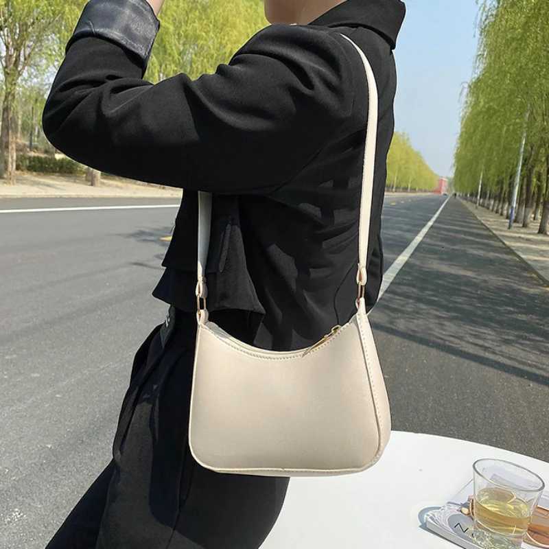 2024 New Womens Fashion Handbags Retro Solid Color PU Leather Shoulder Underarm Bag Casual Women Hobos HandbagsW251101
