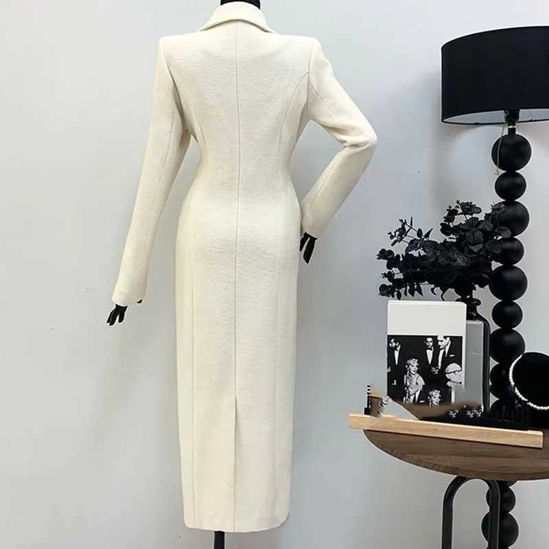 Autumn Winter Fashion HighQuality Womens Woolen Coat 2025 New Temperament Double Breasted Solid Color Womens Woolen Coat H322T251101